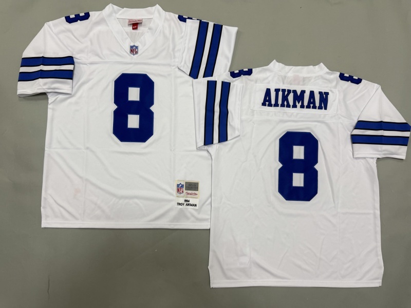 Men 2025 Nike Dallas Cowboys #8 Aikman White Throwback Limited NFL Jersey 001->new orleans saints->NFL Jersey